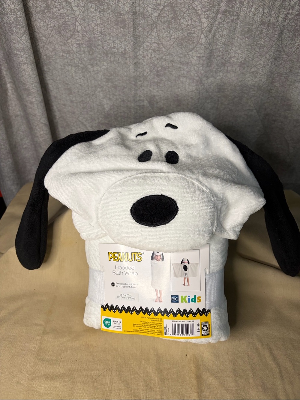 Adorable Kids Peanuts Snoopy Hooded Bath Wrap Soft & Stylish 50x25  NWT
